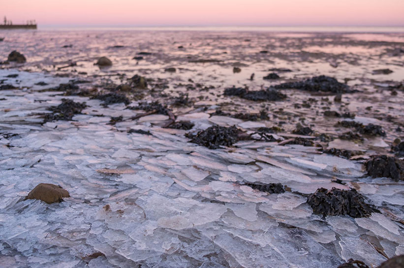 Silvester auf Sylt gefrorenes Wattenmeer